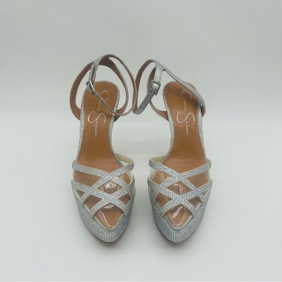 JESSICA SIMPSON | Oluina Rhinestone Platform Pump | Silver/Clear | Size 5.5 - Picture 3 of 10